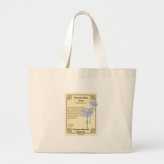 Bolsa Tote Grande Pacote de Sementes de Aster Azul (Frente)