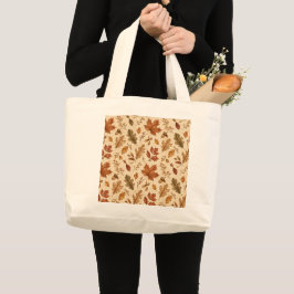 Bolsa Tote Grande Padrão de Aquarela de Folhas de Outono 