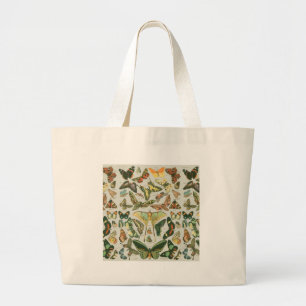 Bolsa Tote Grande Padrão de Borboletas Antigas da Vintagem da Borbol