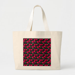 Bolsa Tote Grande Padrão de Cereja Fofo Estética   Cereja Vermelha S