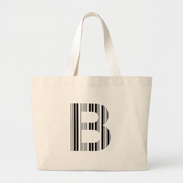 Bolsa Tote Grande Padrão de código de barras da primeira inicial LET (Frente)