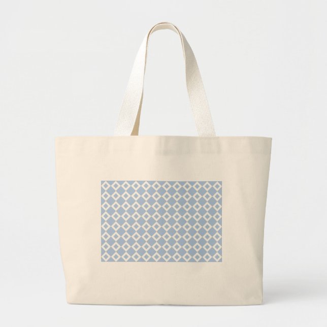 Bolsa Tote Grande Padrão de Diamante Azul e Branco (Frente)