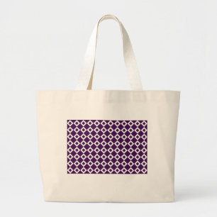 Bolsa Tote Grande Padrão de diamante roxo e branco