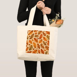 Bolsa Tote Grande Padrão de Folhas de Carvalho Outonal | Estética da