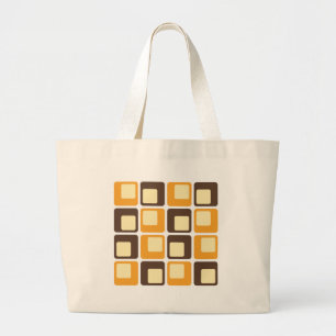 Bolsa Tote Grande Padrão de Formas Retro Quadradas dos Anos 70
