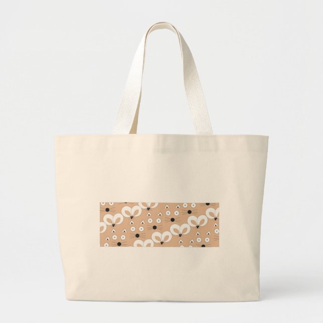 Bolsa Tote Grande Padrão de Gato e Rato (Frente)