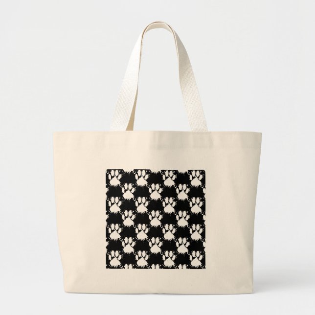 Bolsa Tote Grande Padrão De Pata Branca De Cães Com Pintor (Frente)