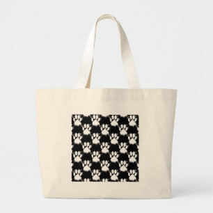 Bolsa Tote Grande Padrão De Pata De Cão Branco Com Pintor