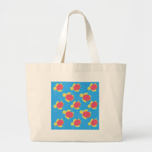 Bolsa Tote Grande Padrão de Tartaruga Marinha