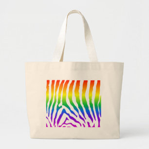 Bolsa Tote Grande Padrão do Rainbow Zebra