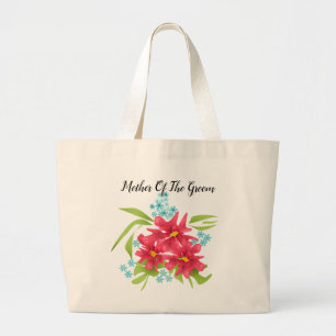 Bolsa Tote Grande Padrão floral de flores vermelhas fofas contínuo d