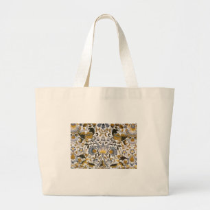 Bolsa Tote Grande Padrão Floral William Morris Lodden: Azul Dourado 