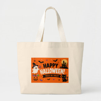Bolsa Tote Grande Padrão Fofo de Morcego e Aranha de Halloween - Lar