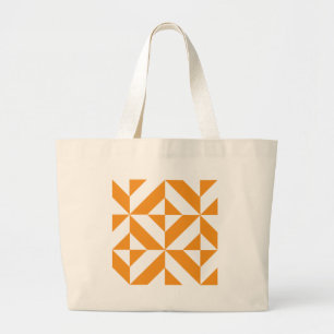 Bolsa Tote Grande Padrão Geométrico de Deco de Laranja Queimado