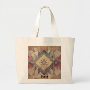 Bolsa Tote Grande Padrão Nativo Americano Textura Tribal em Tons T
