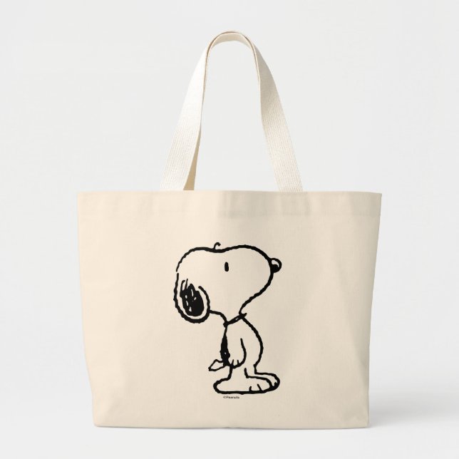 Bolsa Tote Grande Padrão preto e magenta do snoopy (Frente)