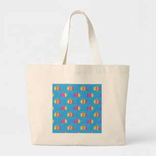 Bolsa Tote Grande Padrões de peixes nadadores