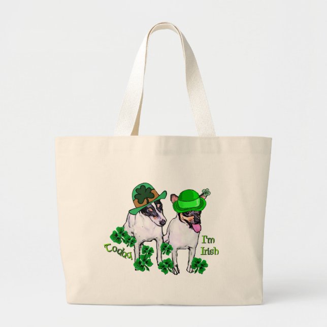 Bolsa Tote Grande Padrões de Rua de Toy Fox Terrier (Frente)