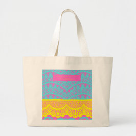 Bolsa Tote Grande Padrões floralart espanhóis- Aqua e amarelo