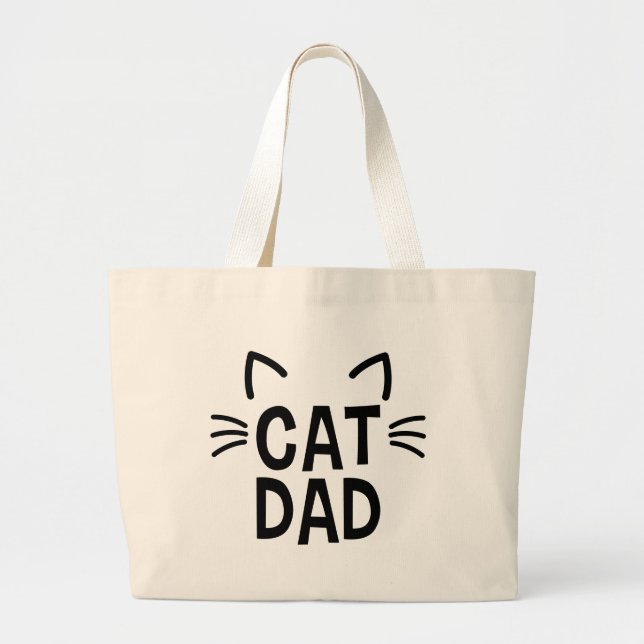 Bolsa Tote Grande Pai De Gato Com Ouvidos E Sussurros (Frente)