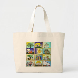 Bolsa Tote Grande Painéis de Arte Judaica 12 Tribos de Israel