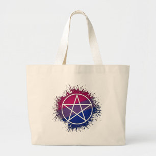 Bolsa Tote Grande Paint Splatter Bisexual Pride Pentacle Symbol