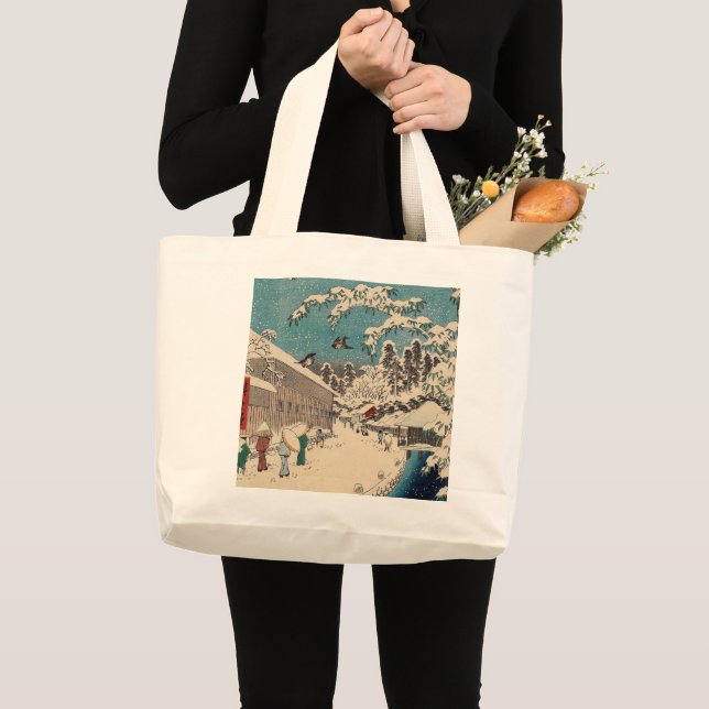 Bolsa Tote Grande País japão da paisagem de inverno de Hiroshige (Frente (produto))