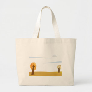 Bolsa Tote Grande paisagem de outono com árvores, colinas, nuvem