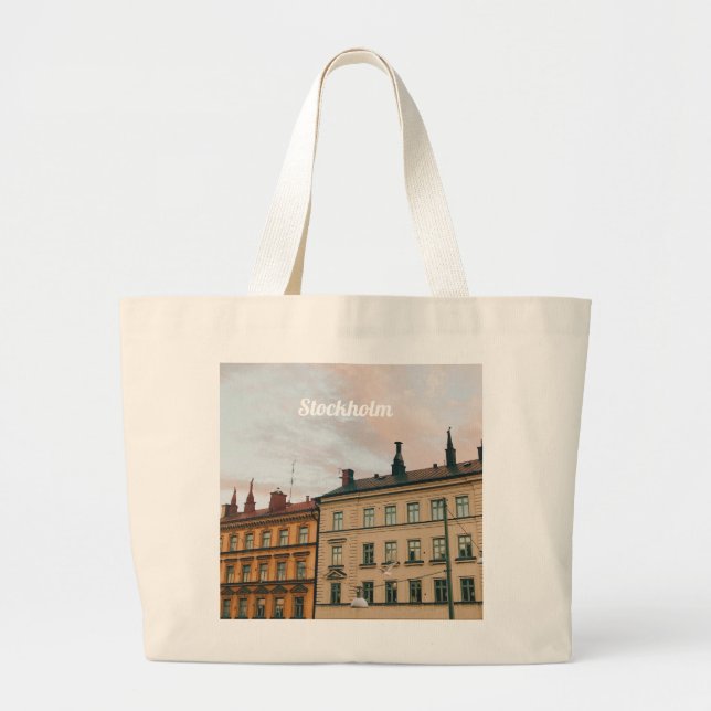 Bolsa Tote Grande Paisagem Urbana de Södermalm em Estocolmo (Frente)