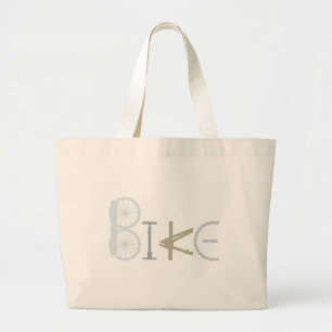 Bolsa Tote Grande Palavras de bicicleta de bicicleta de peças de bic