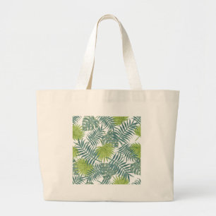 Bolsa Tote Grande Palm Tree Fronds Pintando Impressão Havaiana