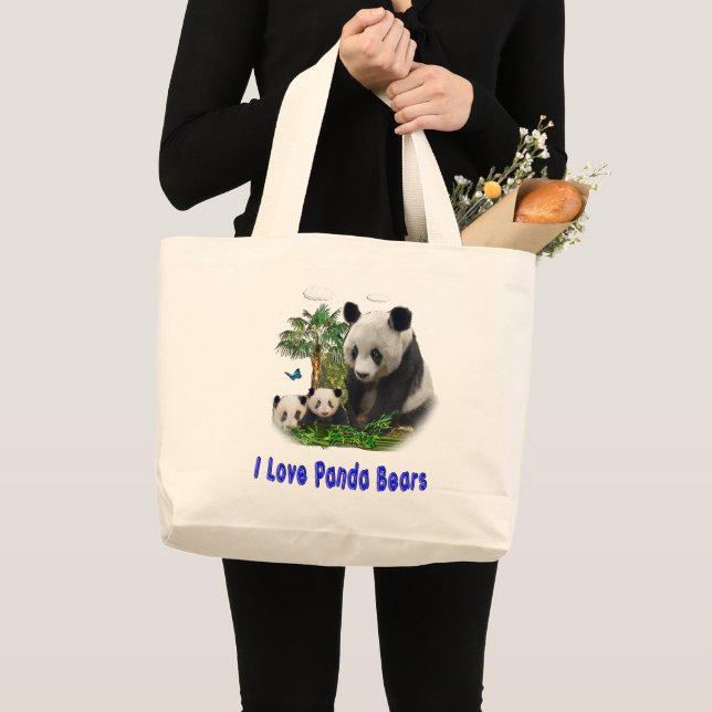 Bolsa Tote Grande Panda Bears (Frente (produto))