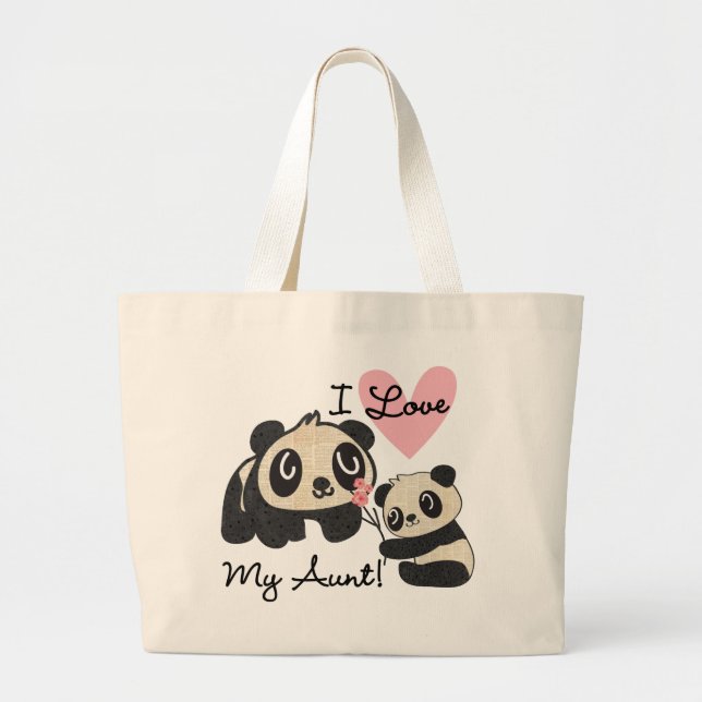 Bolsa Tote Grande Pandas eu amo minha tia (Frente)