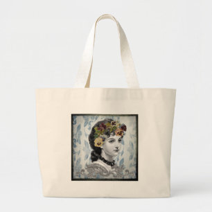 Bolsa Tote Grande Pansias da Mulher Vitoriana no Tapeçaria