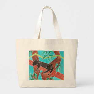 Bolsa Tote Grande Pantera da Selva Arte Abstrata Original