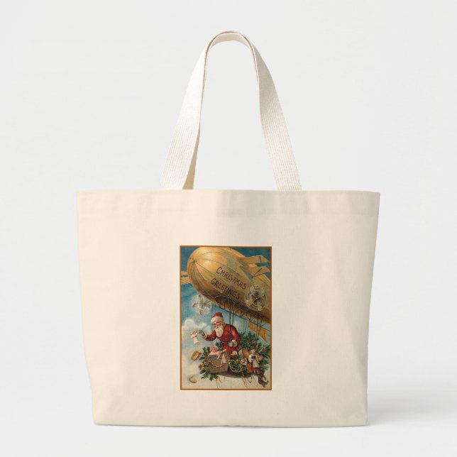 Bolsa Tote Grande Papai noel e seu dirigível (Frente)