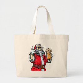 Bolsa Tote Grande Papai Noel Mau, Rocha, Cerveja e Charuto