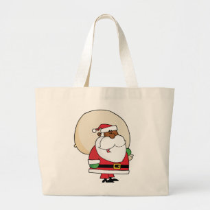 Bolsa Tote Grande Papai Noel Negro com Saco de Brinquedos