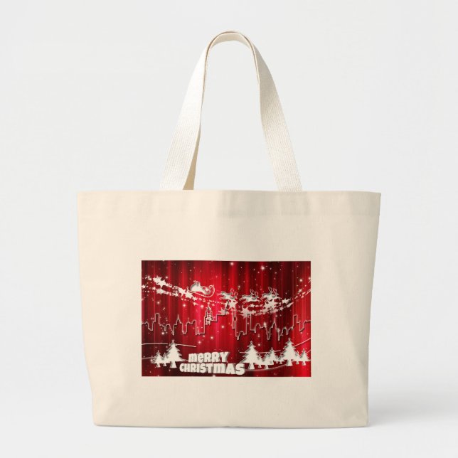 Bolsa Tote Grande Papai Noel no trabalho (Frente)