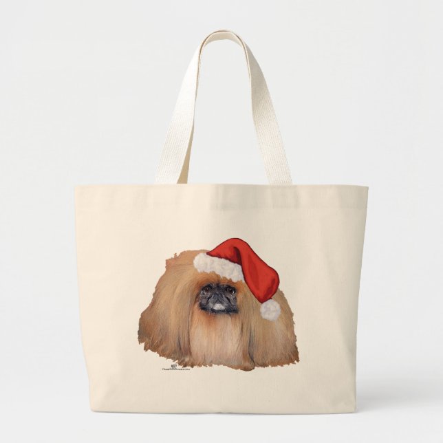 Bolsa Tote Grande Papai Noel Pequinês (Frente)