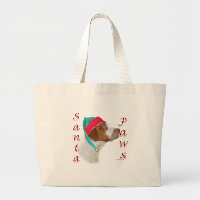 Bolsa Tote Grande Papais noeis Brittany Spaniel Paws (Frente)