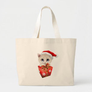 Bolsa Tote Grande Papais noeis de Natal de Kitten com presentes