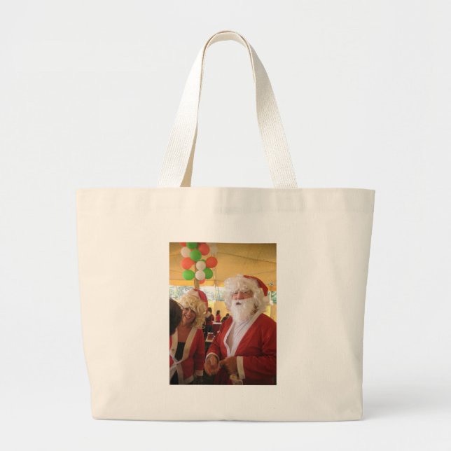 Bolsa Tote Grande Papais noeis e Celebração de Natal da Sra. Claus - (Frente)