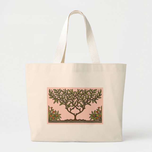 Bolsa Tote Grande Papel de Parede Friso Floral de William Morris (Frente)
