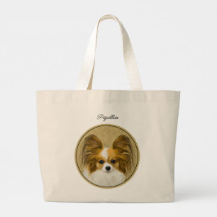 Bolsa Tote Grande Papillon Painting Lemon e White Original Dog Art