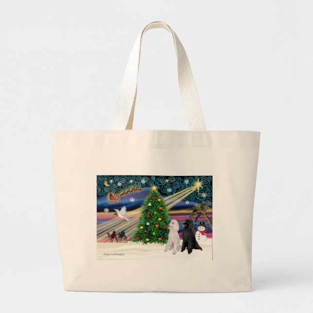 Bolsa Tote Grande Par de RUA XMAS MAGIC-Poodle2 (Frente)