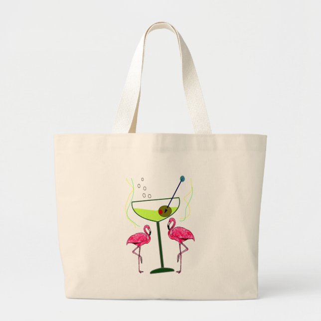 Bolsa Tote Grande "Paraíso que desperta"--Flamingo & Martini (Frente)