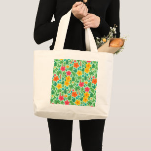 Bolsa Tote Grande Paraíso Tropical - Folhas de Palma e Padrão de Hib