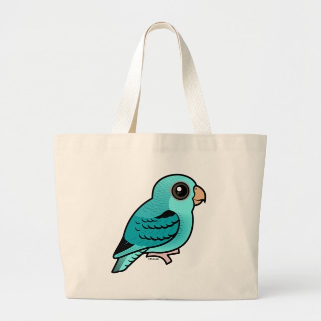 Bolsa Tote Grande Parakeet barrado turquesa (Frente)