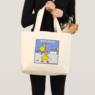 Bolsa Tote Grande Pares Engraçados Pairando Descendo Cartoon Arte Fi